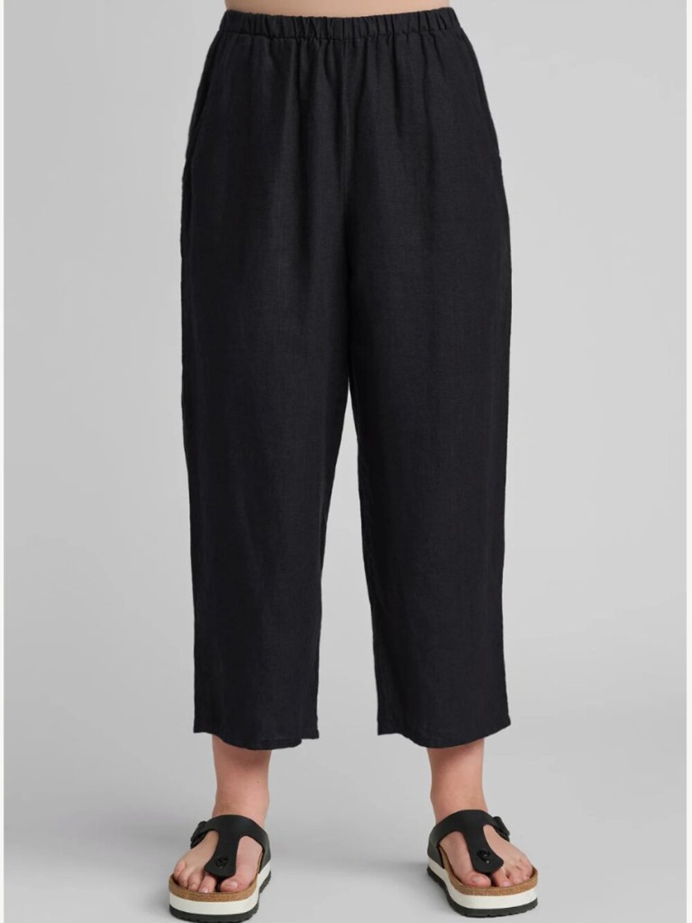 Flax Floods Pants Green 100 % Linen Pull On Size S